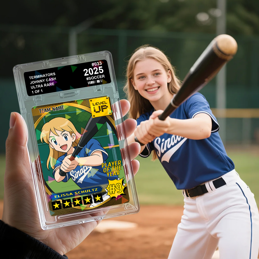 Custom Cartoon Sports Trading Card Personalized Photo Baseball Portrait Card for Athletes and Fans - CustomCardverse