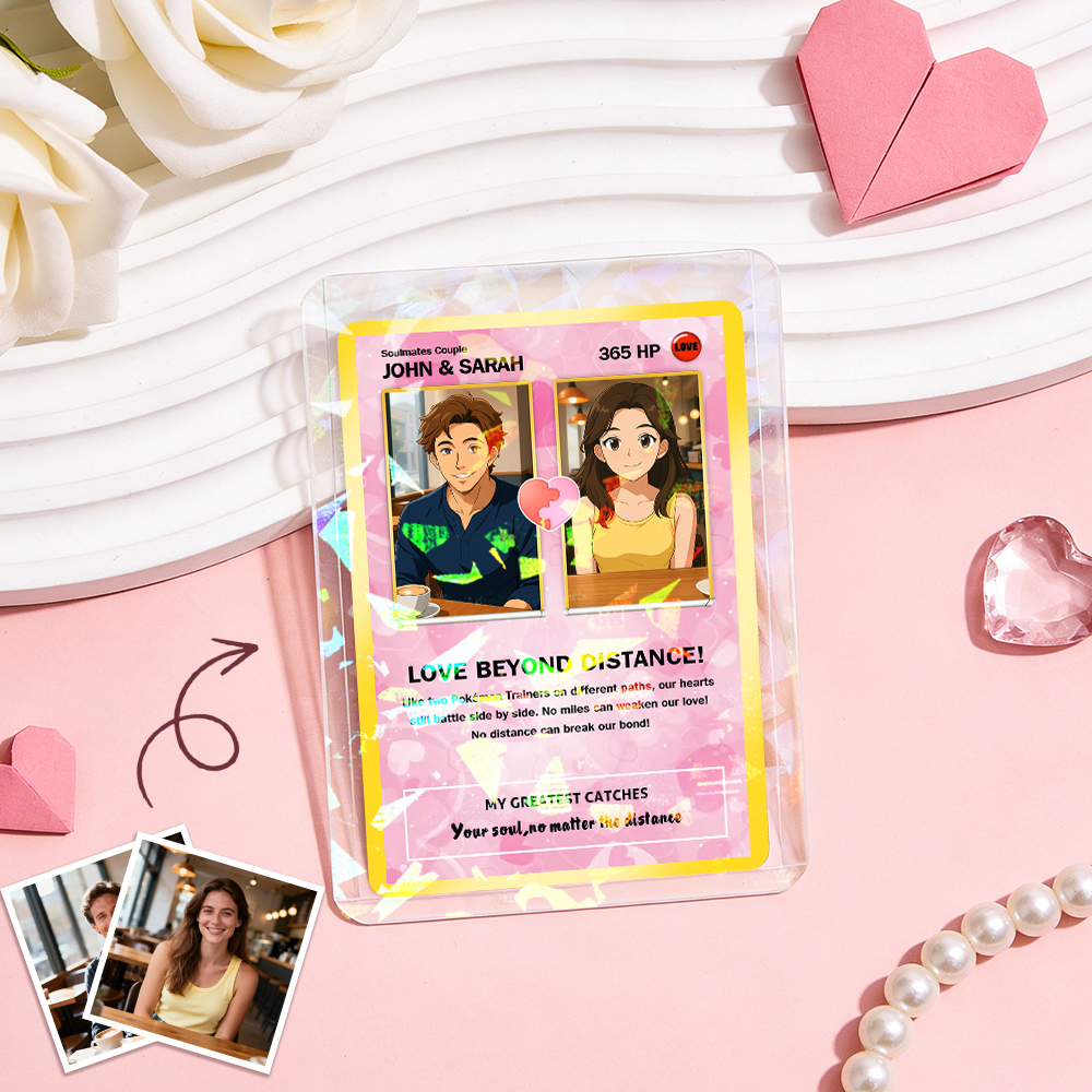 Custom Gift for Couples Photo and Text Card Personalized Anniversary Keepsake Card LOVE BEYOND DISTANCE Style Gift - CustomCardverse