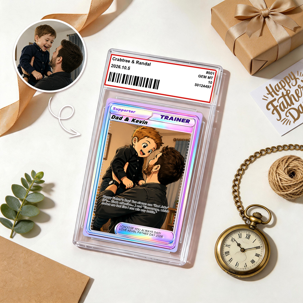Custom Father's Day Card Gift For Dad - Full Art Custom Poke Trainer Card