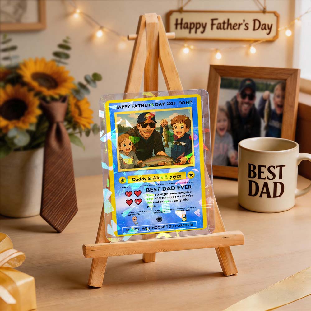 Custom Legendary Dad Love Trading Card – Custom Photo Father’s Day Gift for Dad, Unique Collectible TCG Style Card - CustomCardverse