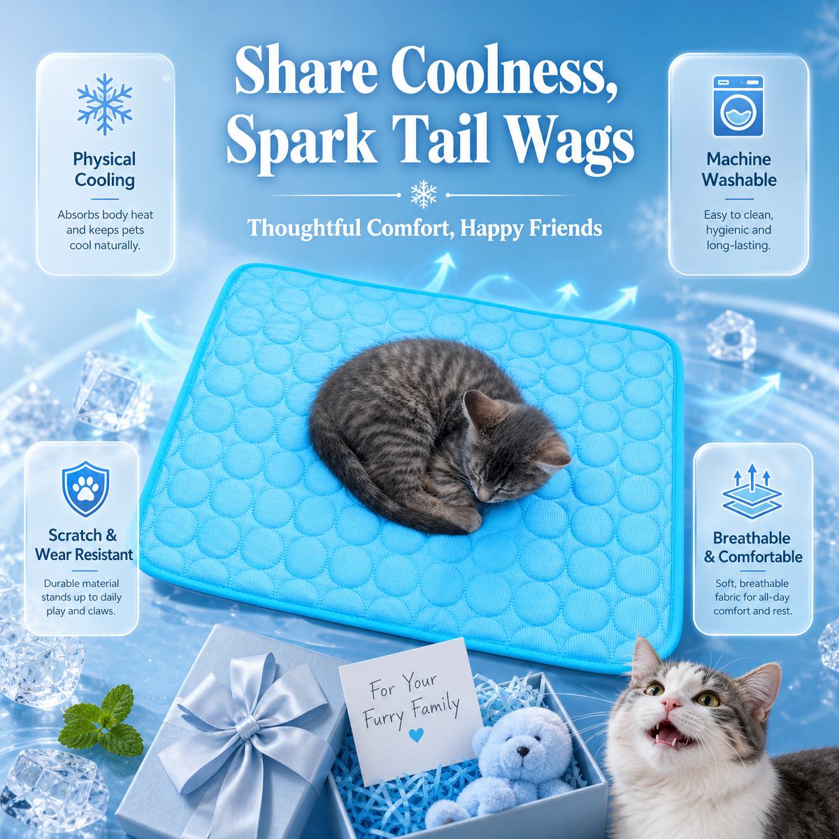 Pet Cooling Mat for Cats & Dogs – Heatwave Breathable Gel Pad to Beat Summer Heat