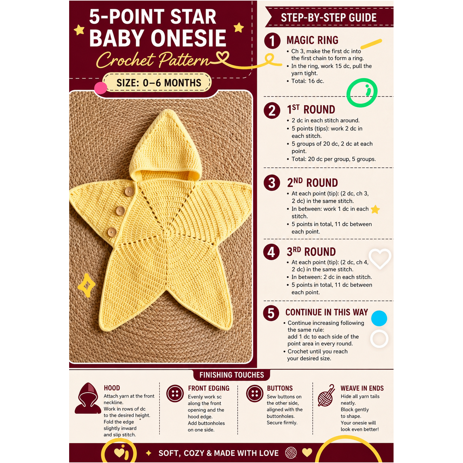 The "Little Star" Hand-Knit Baby Swaddle - Soft Cotton Starfish Sleeping Bag & Newborn Baby Shower Gifts DIY KIT