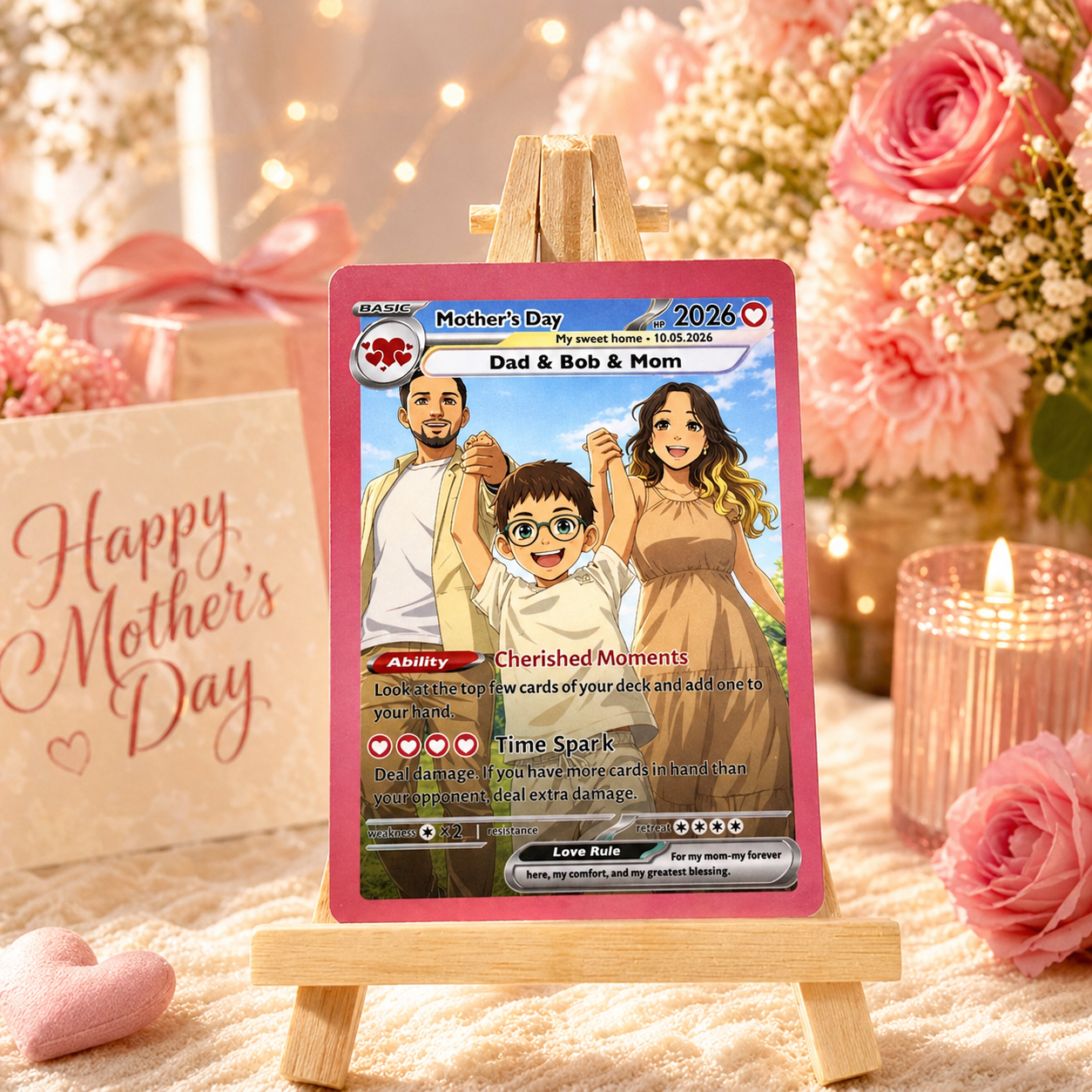 Personalized Photo Anime VMAX Card For Mother's Day Turn Your Photo Into Anime Card