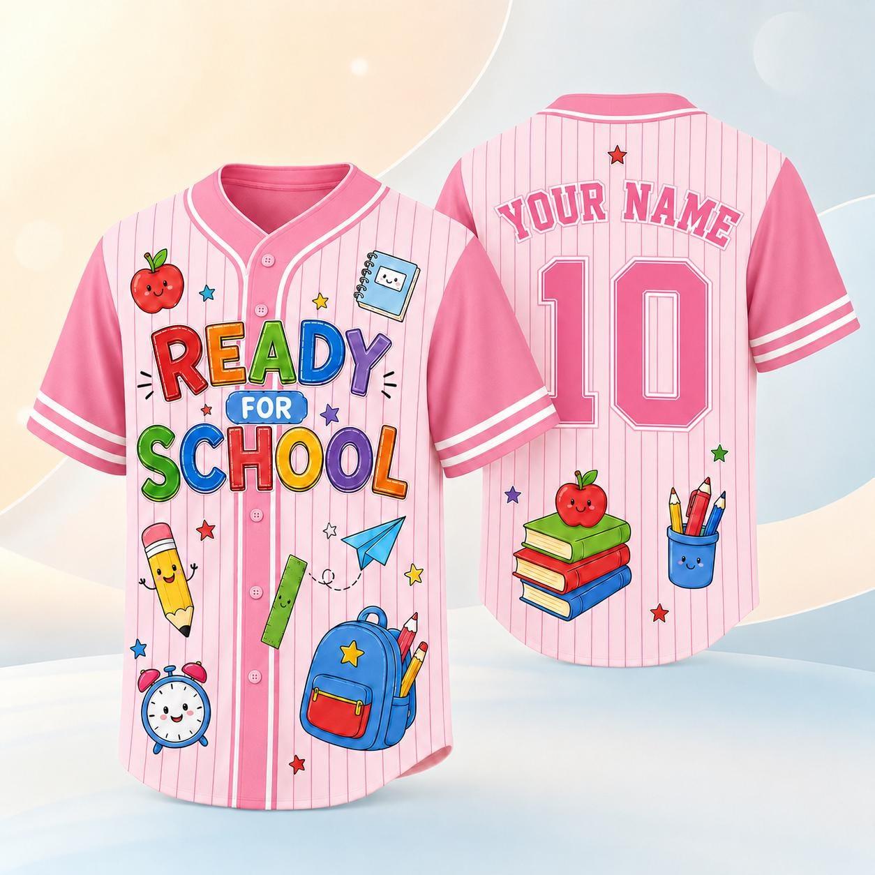 Custom Back To School Baseball Jersey, Personalized Name Number School Shirt, First Day Of School Outfit, Kids Grade Jersey