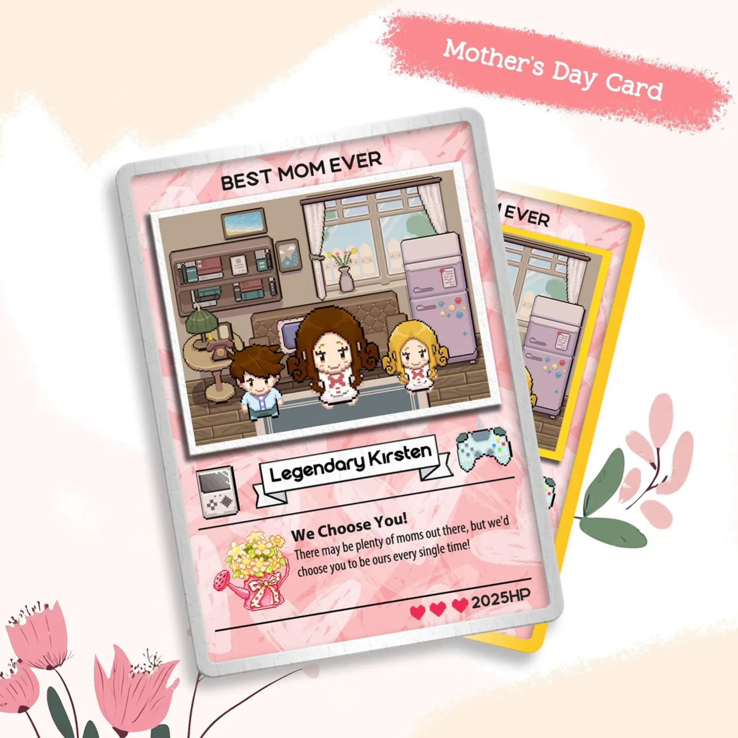 Mother's Day Pokemon Card, Custom Card, Personalized Mother’s Day Gifts, Gift for Mom, Anniversary Cards, Unique Geeky Present for Mom