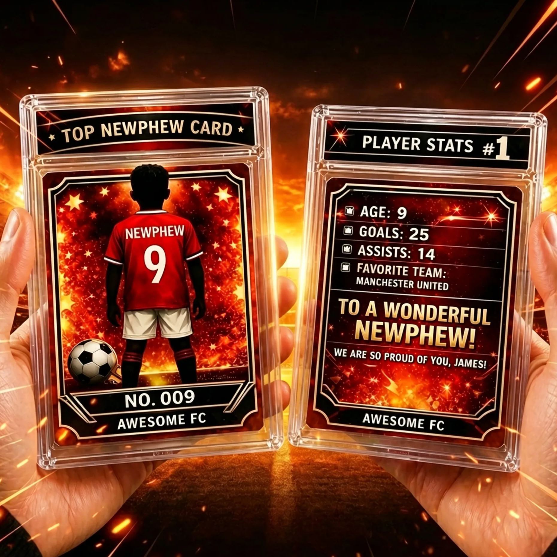 Personalized Football Birthday Card Custom Soccer Player Trading Card Gift for Boys - CustomCardverse