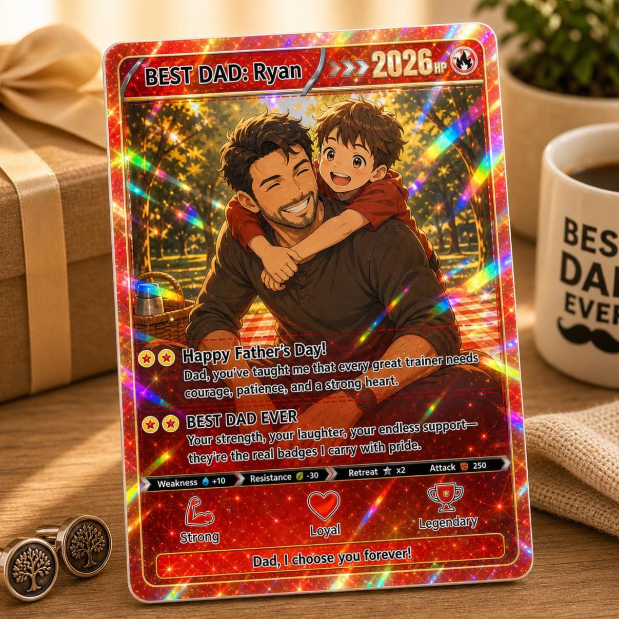 Custom Dad Photo Poke Card, Personalized Gamer Gift for Daddy Papa, Father’s Day, Birthday Gift, Geek Dad Keepsake - CustomCardverse