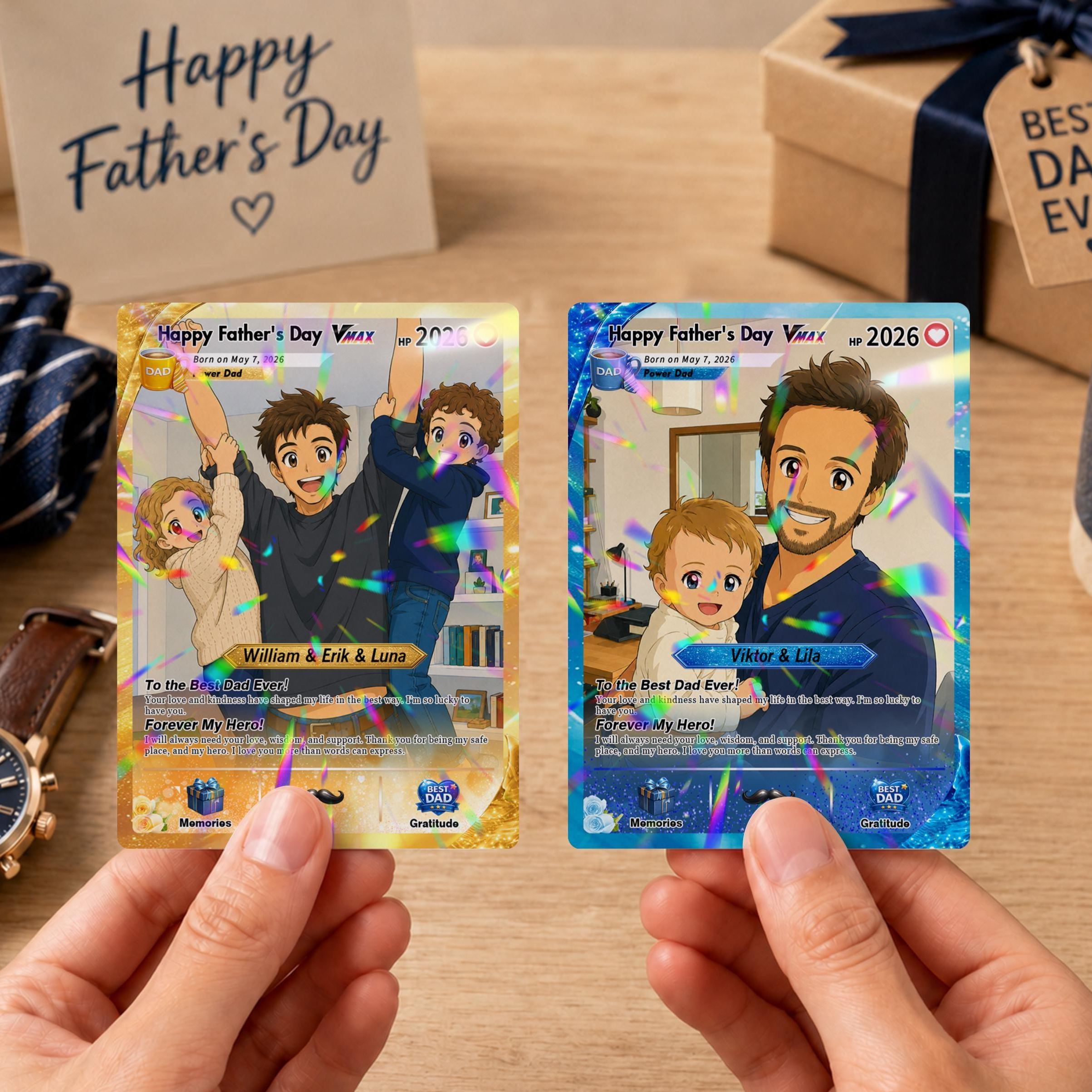 Personalized Father's Day Poke Card, Custom Poke  Anime Dad Card, Gamer Gifts From Kids, Gift For Dad, Gifts for Poke Fan - CustomCardverse