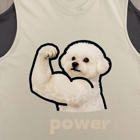 Custom Buff Dog Photo Tank Top - Personalized Muscular Pet Meme Gym Vest for Men
