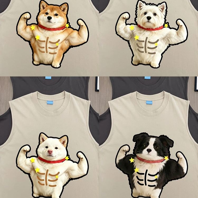 Custom Buff Dog Photo Tank Top - Personalized Muscular Pet Meme Gym Vest for Men