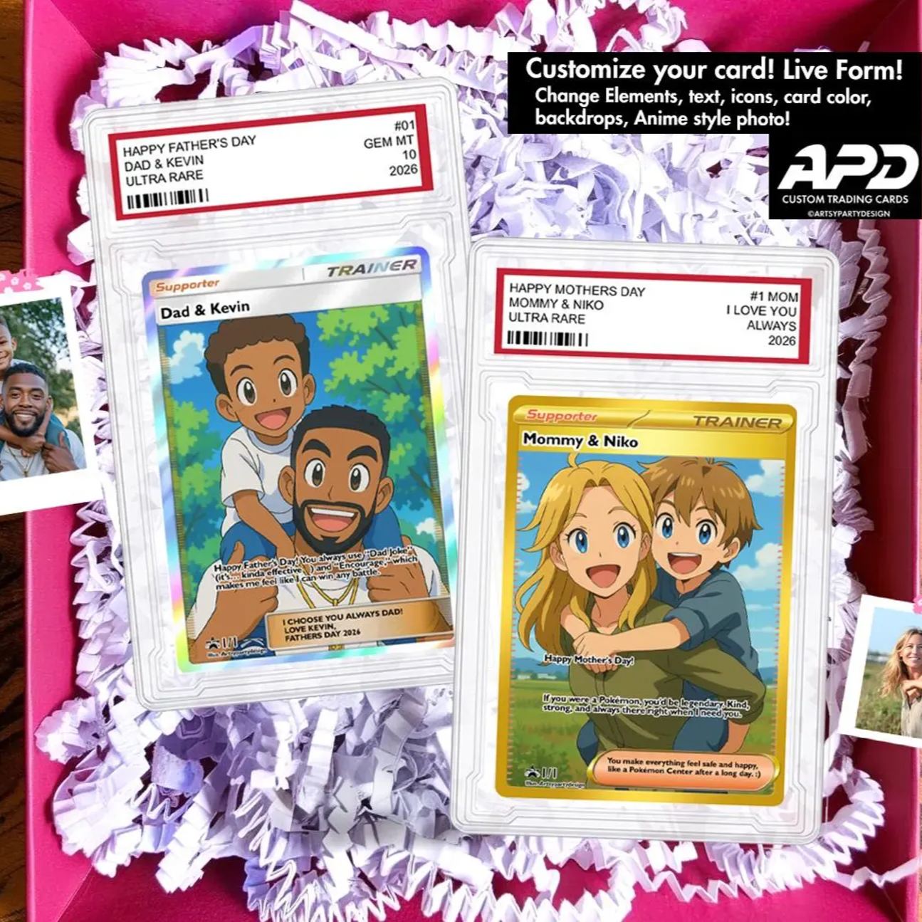 Custom Father's Day Card Gift For Dad - Full Art Custom Poke Trainer Card
