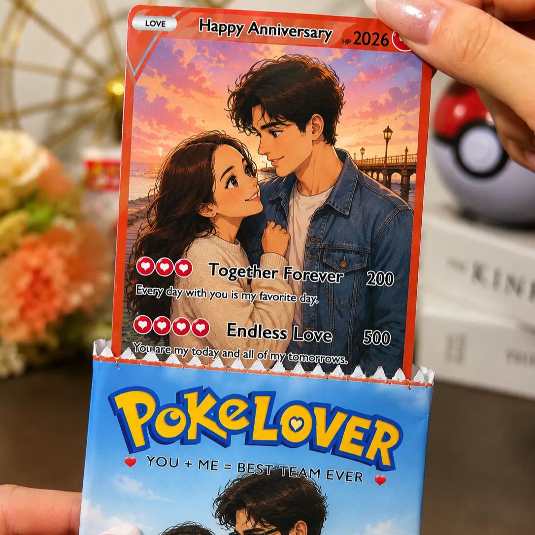 Custom Anniversary Game Card with Booster Pack | Personalized Couples Trading Card Gift