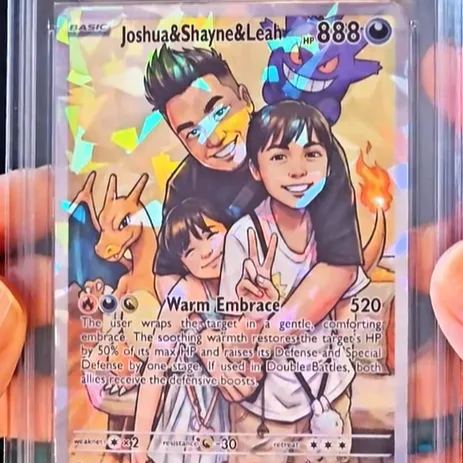 Custom Happy Valentine's Day Trading Card - Personalized Anime Family Photo Card, Unique Anniversary Gift for Husband or Wife, Premium Graded Couple Keepsake