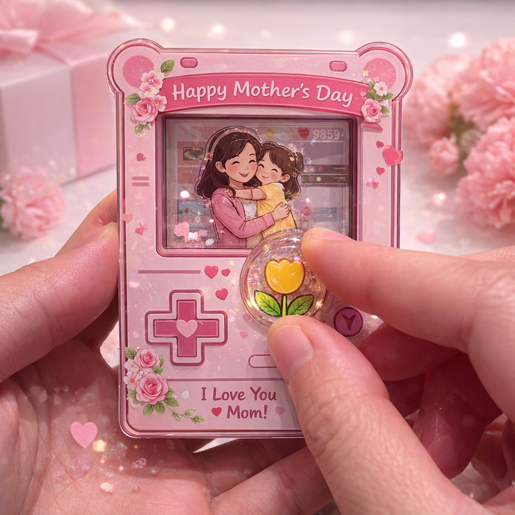 Personalized Mother’s Day Interactive Acrylic Flip Plaque – Twist-to-Change Character Outfit Photo Gift for Mom