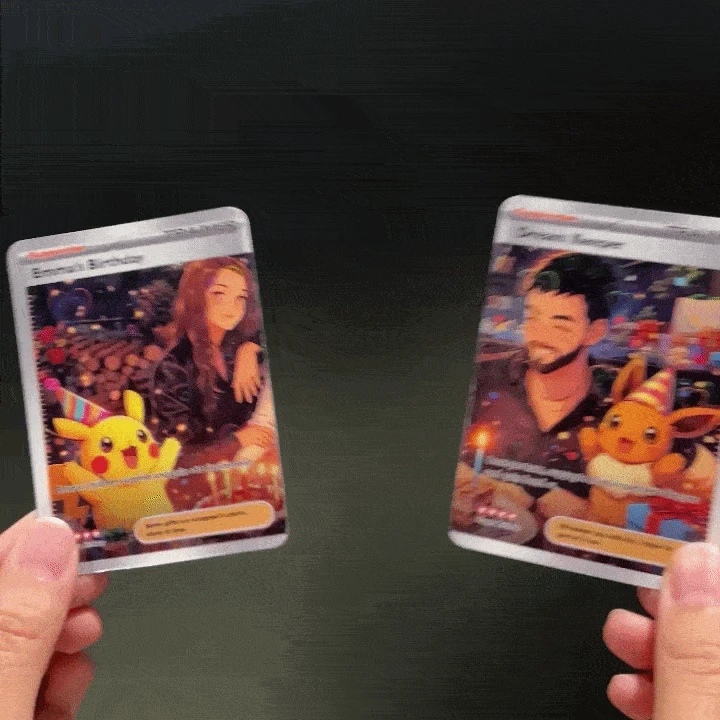 Personalized Couple Anime Supporter Trainer Connecting Art Card 2-Card Set