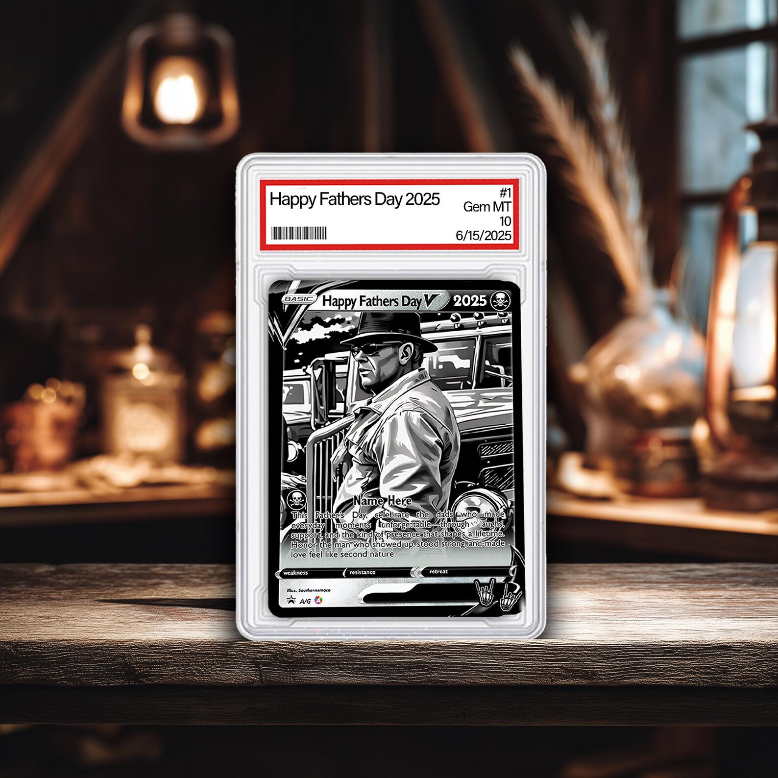 Custom Father's Day Card Trading Card Animated Photo Style Gift for Dad Personalized Collectible Keepsake Retro Art for Father's Day Gift