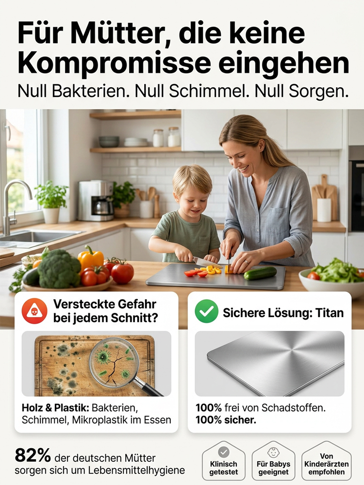 [Premium 100% Titan Schneidebrett 3er-Set] Medizinisches Material | Schimmelfrei | Messerschonend | LFGB Zertifiziert🛡️