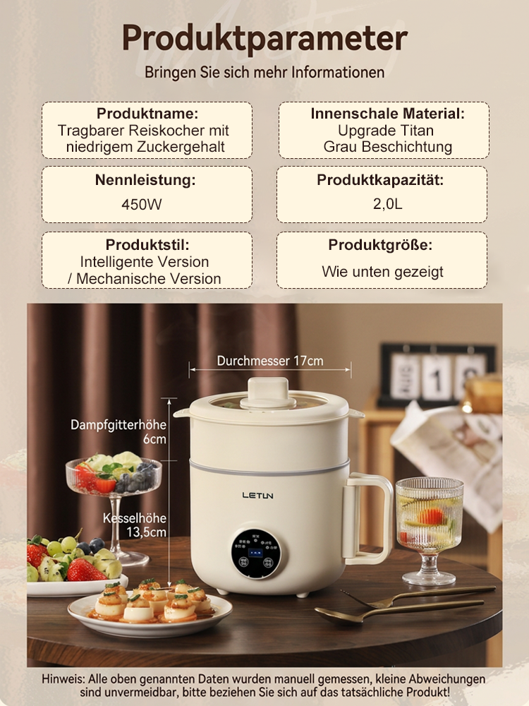 Premium 4-in-1 Emaille-Titan Multifunktionskocher (Faltbar) - Low-Carb Reiskocher mit Zucker-Filter - 100% Giftfrei kratzfest 🍲