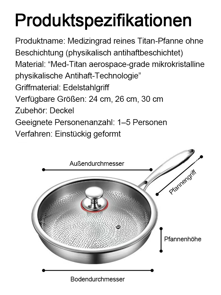 Original Sterneköche-Titanpfanne🍳0% PFAS/Teflon, 500°C hitzebeständig. extrem leicht✨ 99,9% Raumfahrt-Titan | 100% Kratzfest | Ohne Chemie.