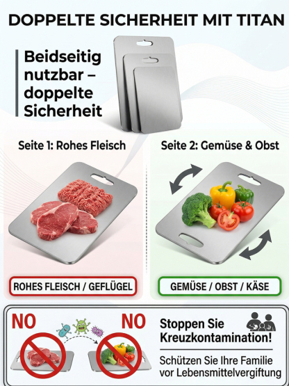 [Premium 100% Titan Schneidebrett 3er-Set] Medizinisches Material | Schimmelfrei | Messerschonend | LFGB Zertifiziert🛡️
