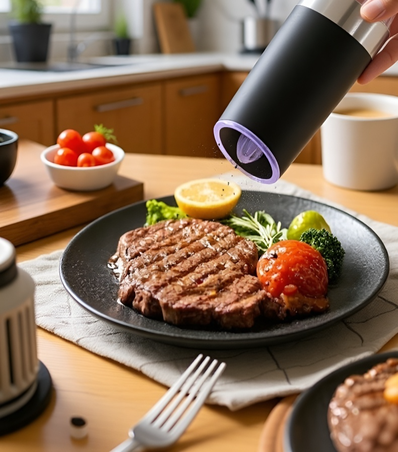 Frisch gemahlener Pfeffer aus der elektrischen Mühle