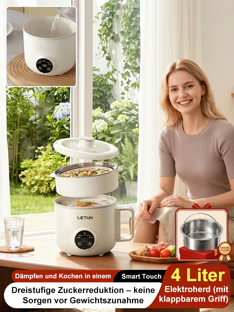 Premium 4-in-1 Emaille-Titan Multifunktionskocher (Faltbar) - Low-Carb Reiskocher mit Zucker-Filter - 100% Giftfrei kratzfest 🍲