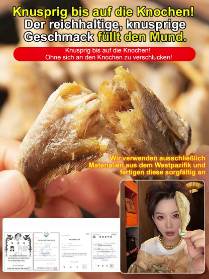 [2 FÜR 1 AKTION] knuspriger Gelbfisch aus pazifischem Wildfang | ohne Öl und Zusatzstoffe | kalorienarmer High-Protein Snack ohne Reue.