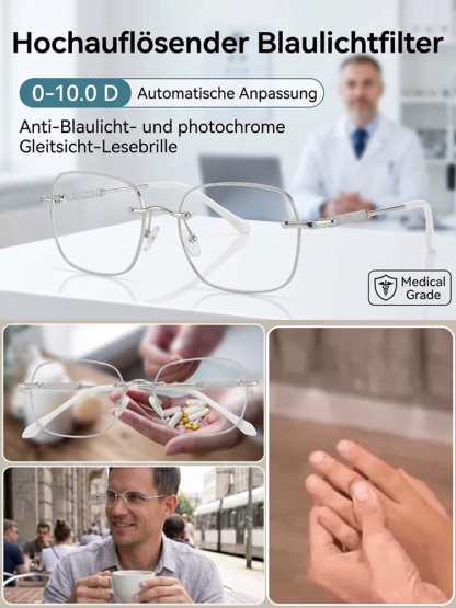 Original Jena Optik: Smarte 3-in-1 Autofokus-Gleitsichtbrille aus Titan (0 bis +6.0 Dioptrien ohne Sehtest).