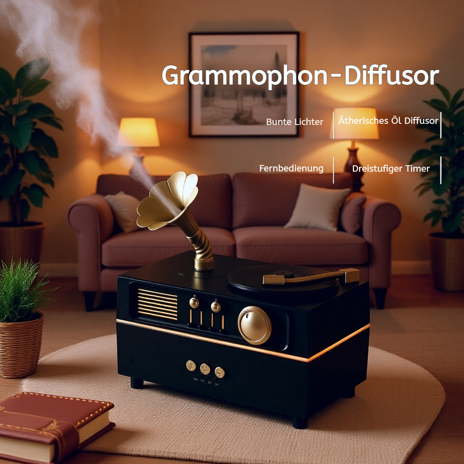 Vintage Grammophon Luftbefeuchter im Retro Design