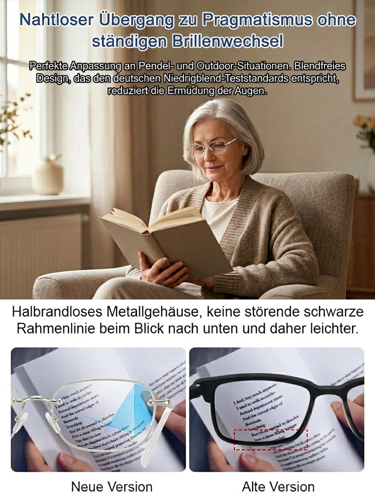 Original Jena Optik: Smarte 3-in-1 Autofokus-Gleitsichtbrille aus Titan (0 bis +6.0 Dioptrien ohne Sehtest).