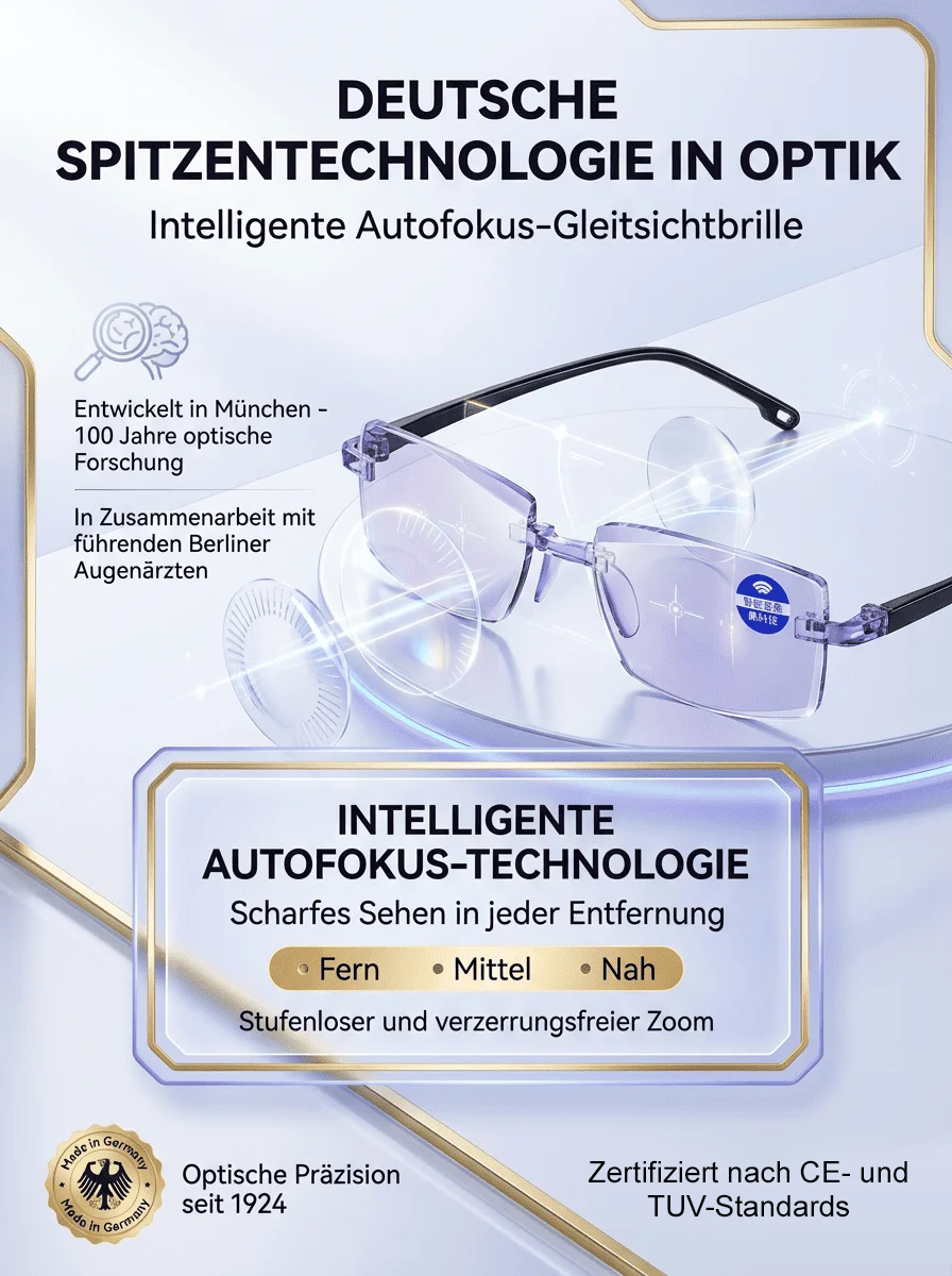 【Deutsche Technologie】 Intelligente Auto-Zoom Brille (-7 bis +7 Dioptrien) – Nie wieder Brille wechseln 👓【Nur noch 2 Std.】 1+1 GRATIS!⏳🎁