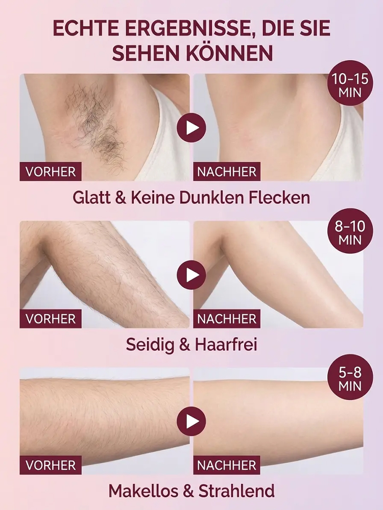 PremiumHaarentfernungs-Creme - 100 Prozent Schmerzfrei - 180 Tage glatte Haut -Made in Germany 🌸