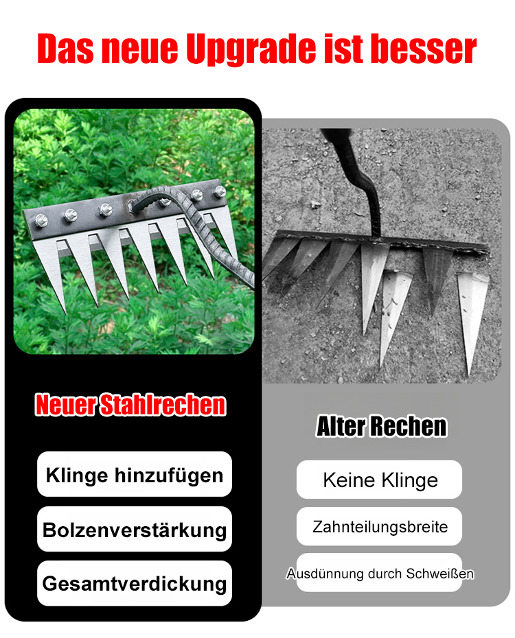 Tsubame-Sanjo Manganstahl-Rechen | Original aus Japan. 80% schneller, rückenschonend. Getestet in München.