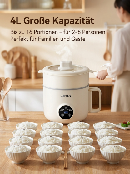 Premium 4-in-1 Emaille-Titan Multifunktionskocher (Faltbar) - Low-Carb Reiskocher mit Zucker-Filter - 100% Giftfrei kratzfest 🍲