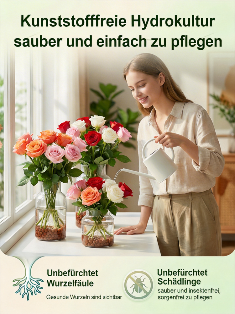 【Limitierter Online-Sale】【100 % Überlebensrate】Hydroponische „Königin der Rosen“ | Ohne Erde kultivierbar | 200 Tage Blütenpracht ✨