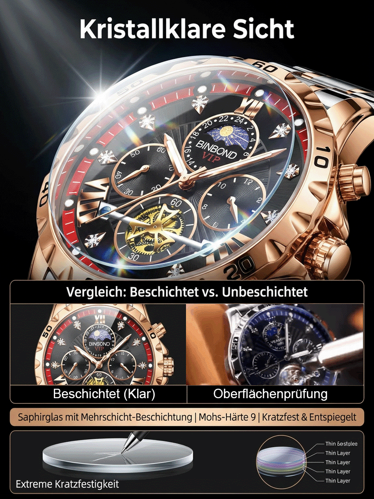 Luxus Tourbillon Jubiläumsedition | 18K Roségold | Schweizer Funktechnologie | Weltweit auf 200 Stück limitiert ⌚