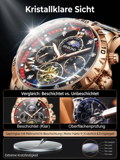 Luxus Tourbillon Jubiläumsedition | 18K Roségold | Schweizer Funktechnologie | Weltweit auf 200 Stück limitiert ⌚