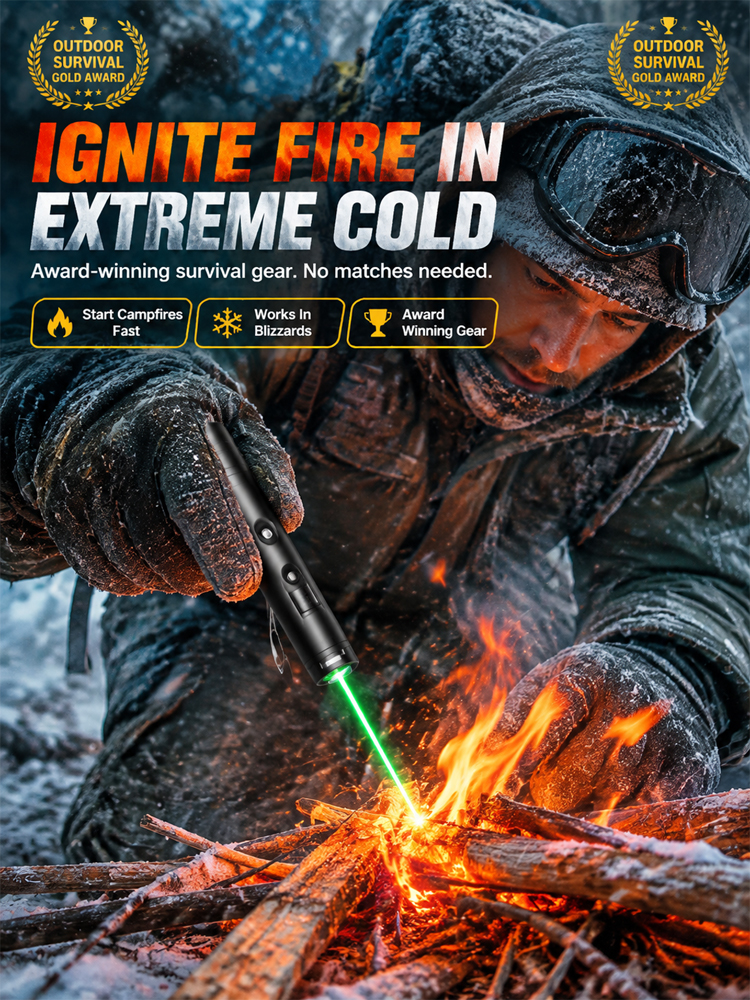 Military-Grade Tactical Red/Green Laser | Ignites at 1000℃, remotely removes foreign objects. Illumination distance up to 1000 yards!