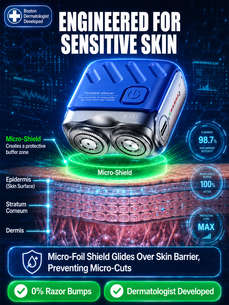 ✨【Zero Stubble for 24H & No Bumps】 German Precision Shaver | Supercar Blade Tech with 4WD Floating Head for Coarse Hair 🪒