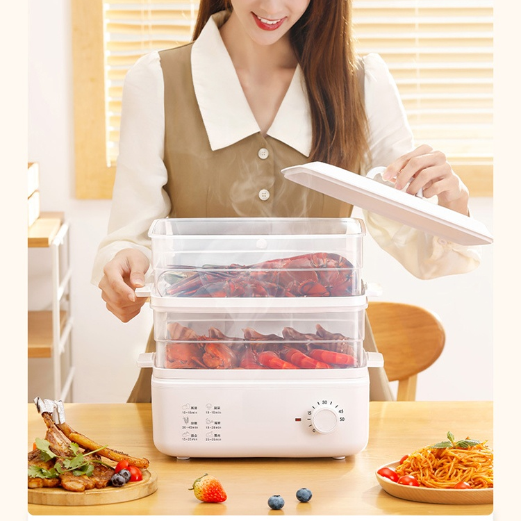 large capacity smart steamer cooking vegetables