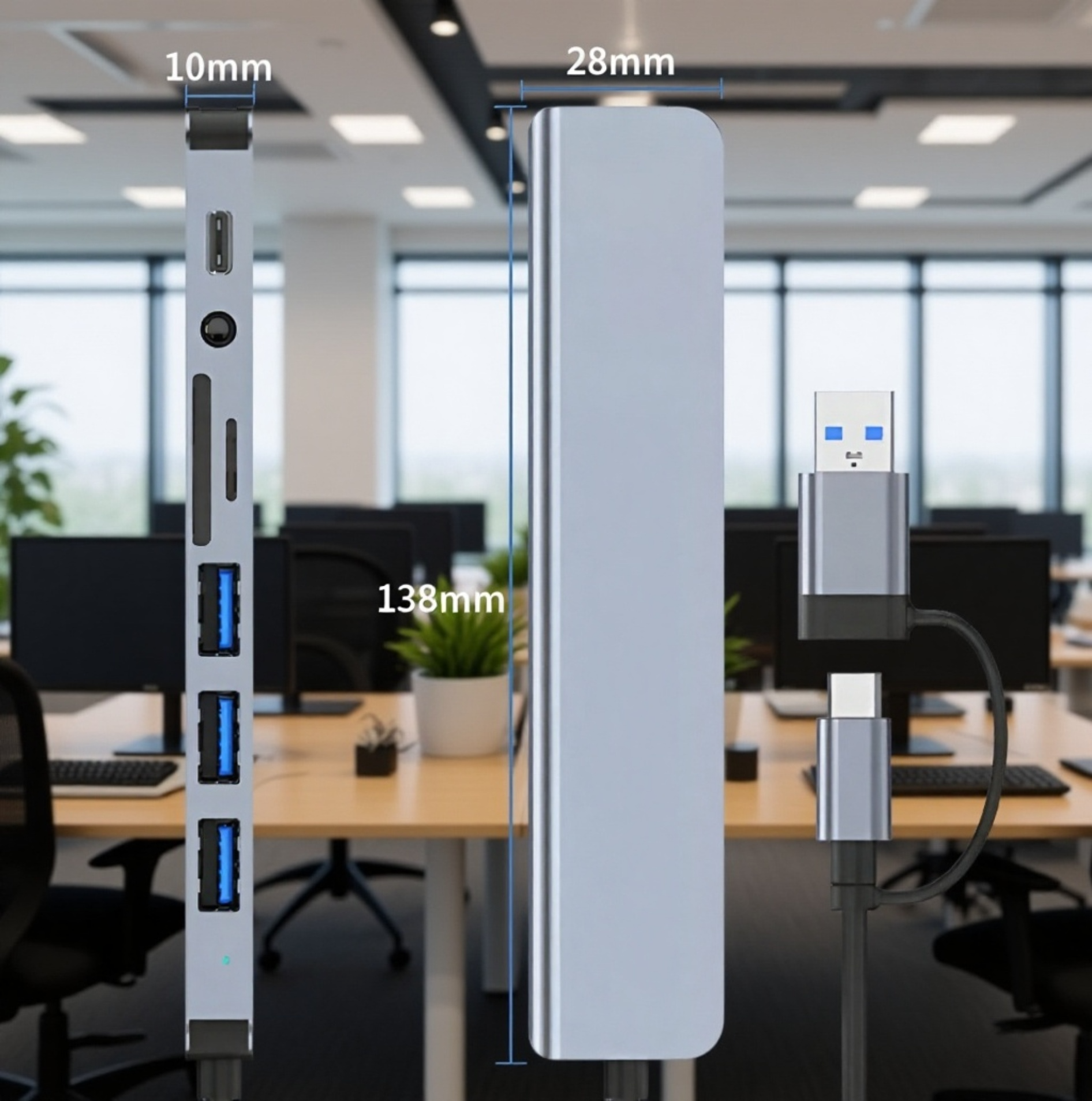 Close-up of USB, HDMI, and SD card slots