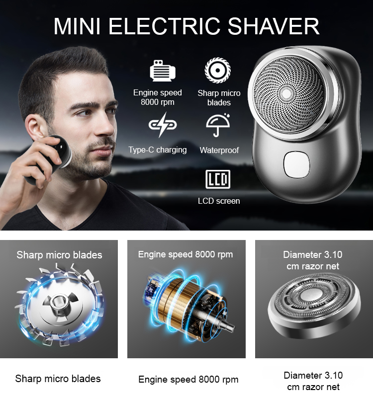 Compact travel electric shaver fits in hand