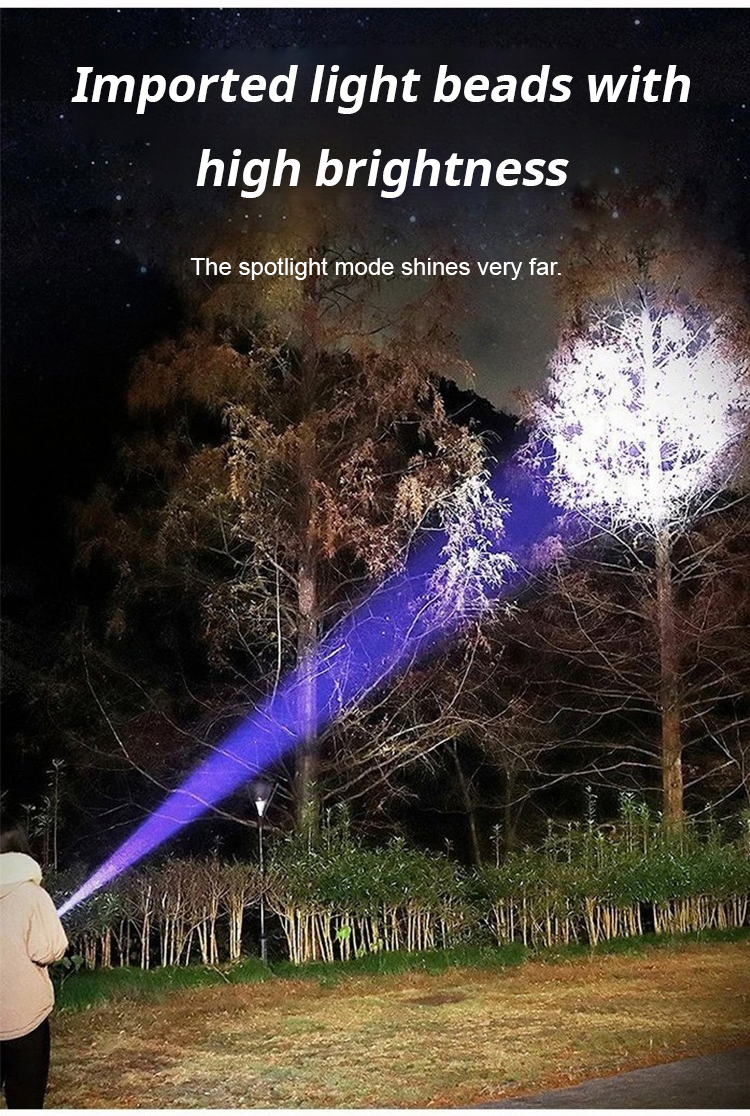 High-power tactical flashlight for emergency use