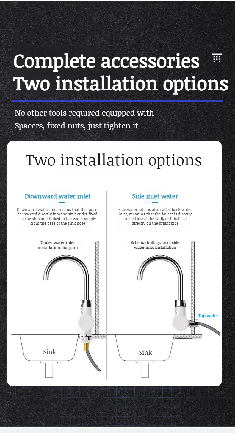 Instant hot water tap for modern small kitchens