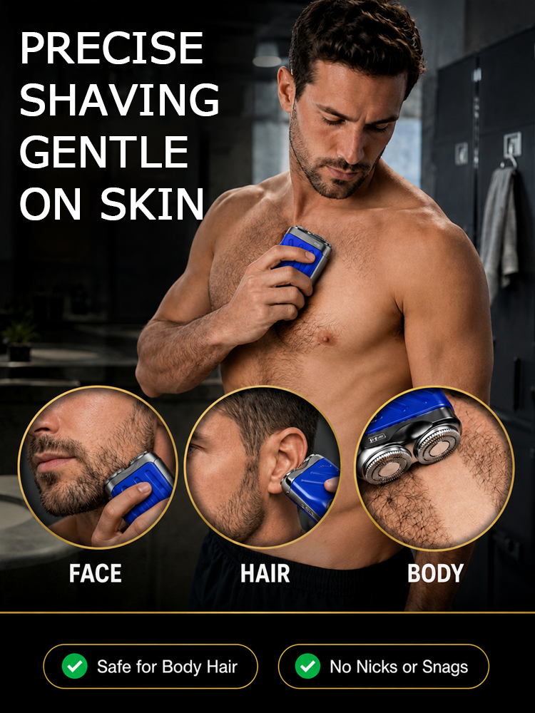 ✨【Zero Stubble for 24H & No Bumps】 German Precision Shaver | Supercar Blade Tech with 4WD Floating Head for Coarse Hair 🪒