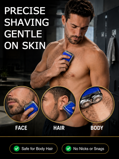 ✨【Zero Stubble for 24H & No Bumps】 German Precision Shaver | Supercar Blade Tech with 4WD Floating Head for Coarse Hair 🪒