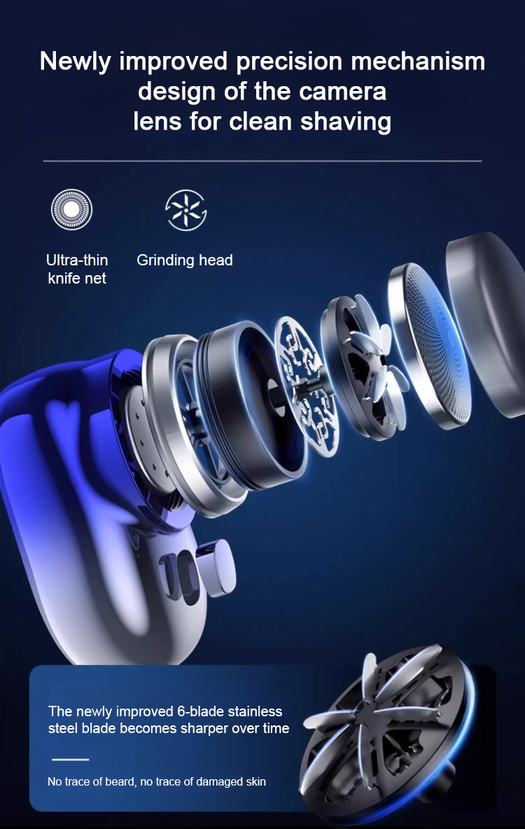 Close-up detail of waterproof shaver head