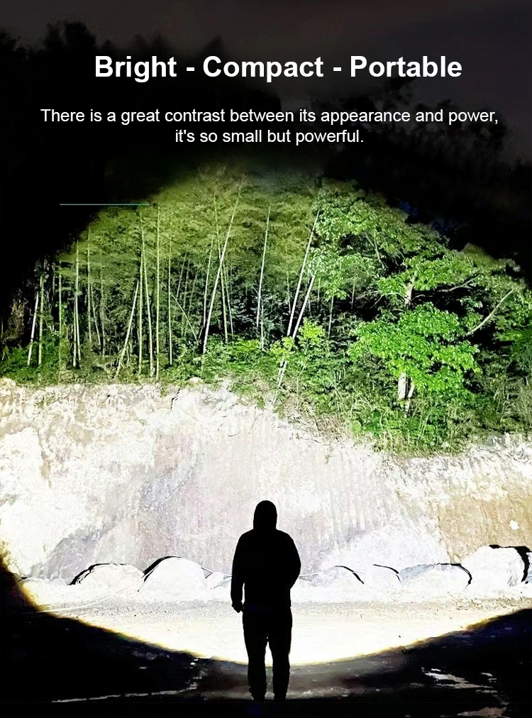 Super bright mini flashlight in hand for size reference