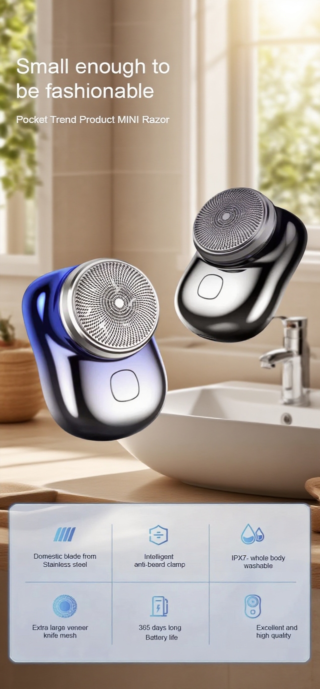 Dual blade system of portable electric shaver