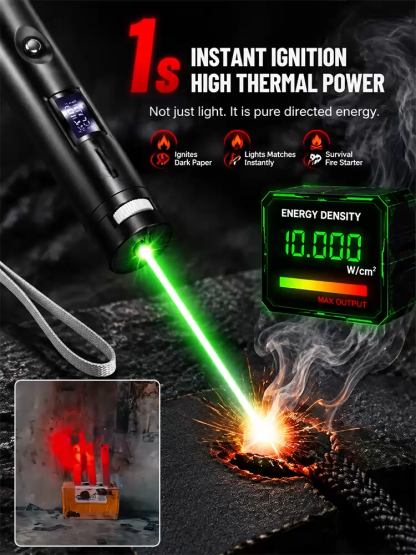 Military-Grade Tactical Red/Green Laser | Ignites at 1000℃, remotely removes foreign objects. Illumination distance up to 1000 yards!